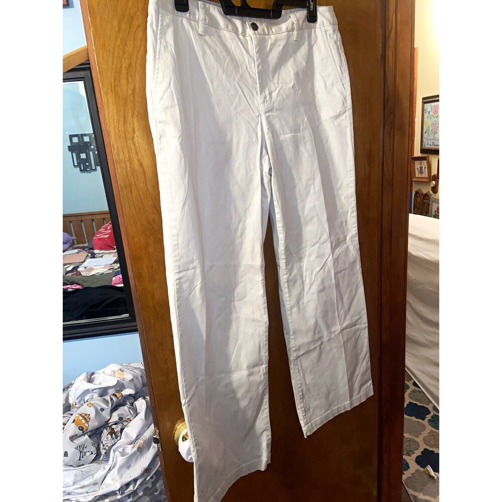Liz Claiborne Women's Tan Solid Flat Front Regular Fit Pants Size 14